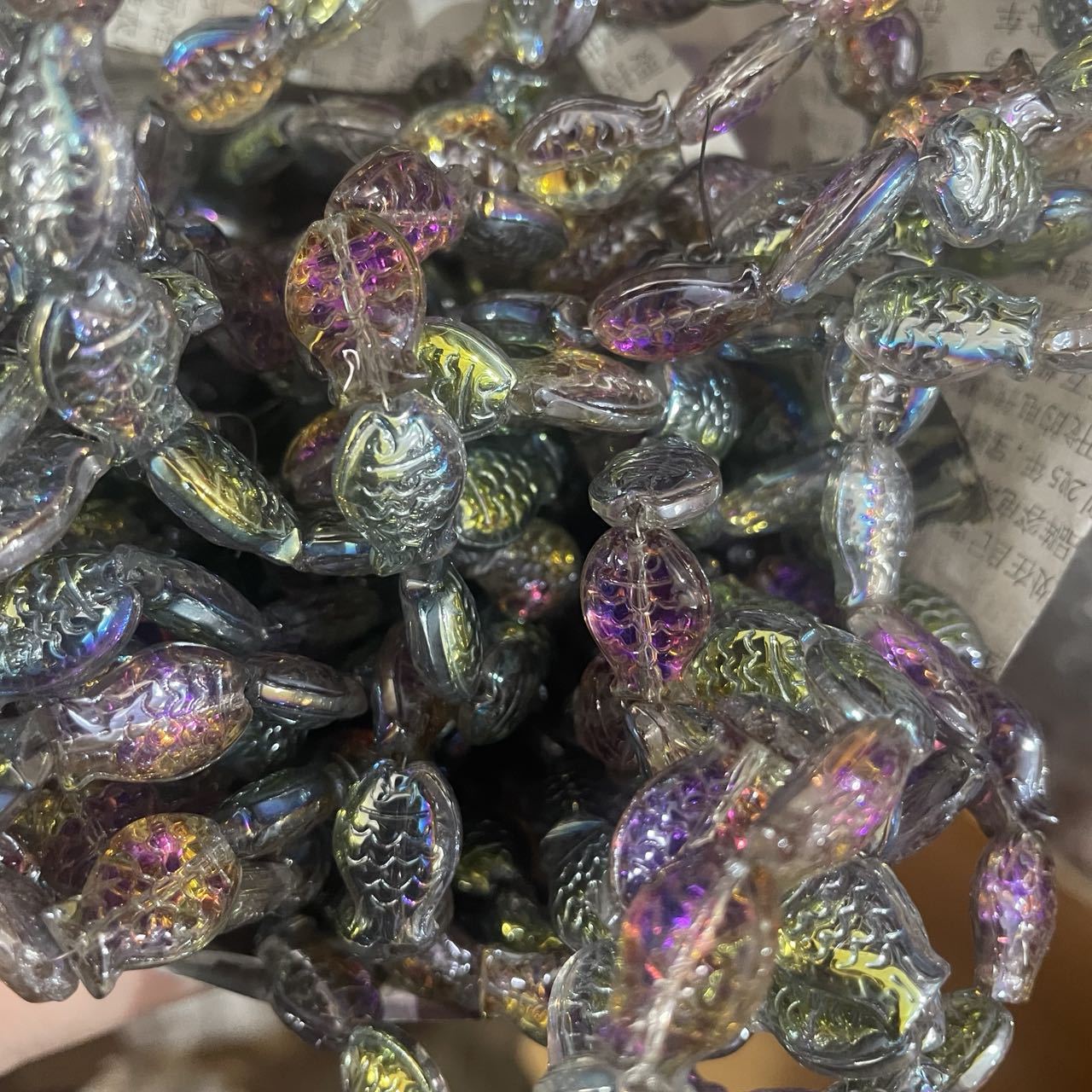 Electroplated Fish Glass Beads 10x14mm Japanese Style Perforated 30pcs 20