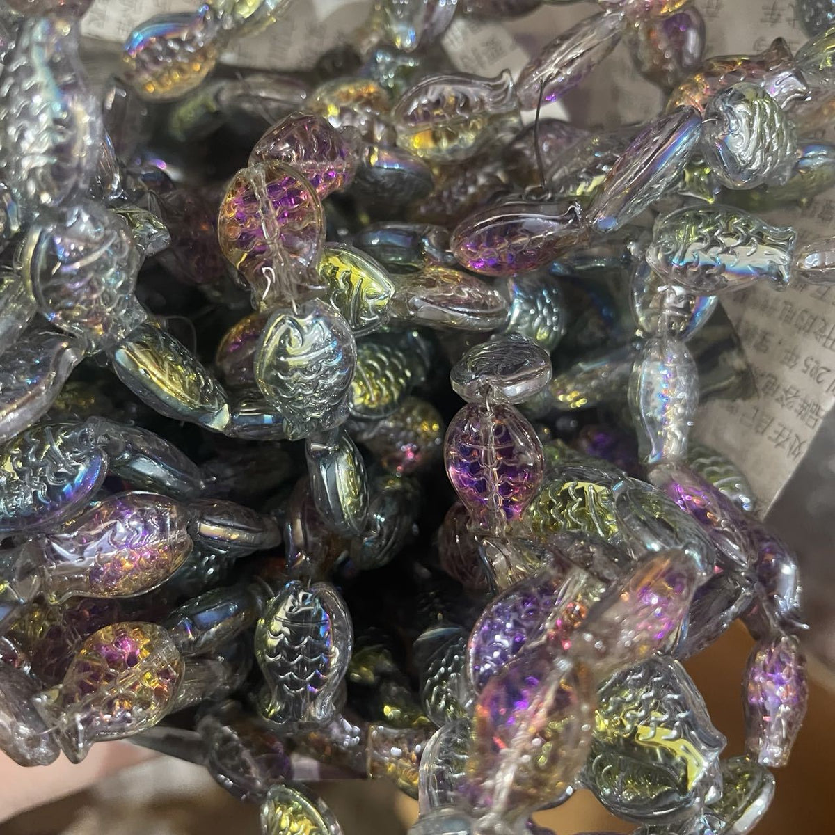 Electroplated Fish Glass Beads 10x14mm Japanese Style Perforated 30pcs 20