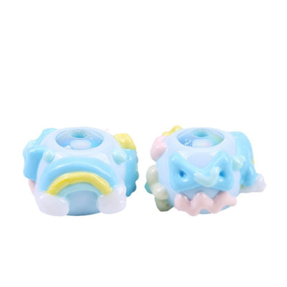 Hand Painted Acrylic Beads 16mm Blue Tone 10pcs 2