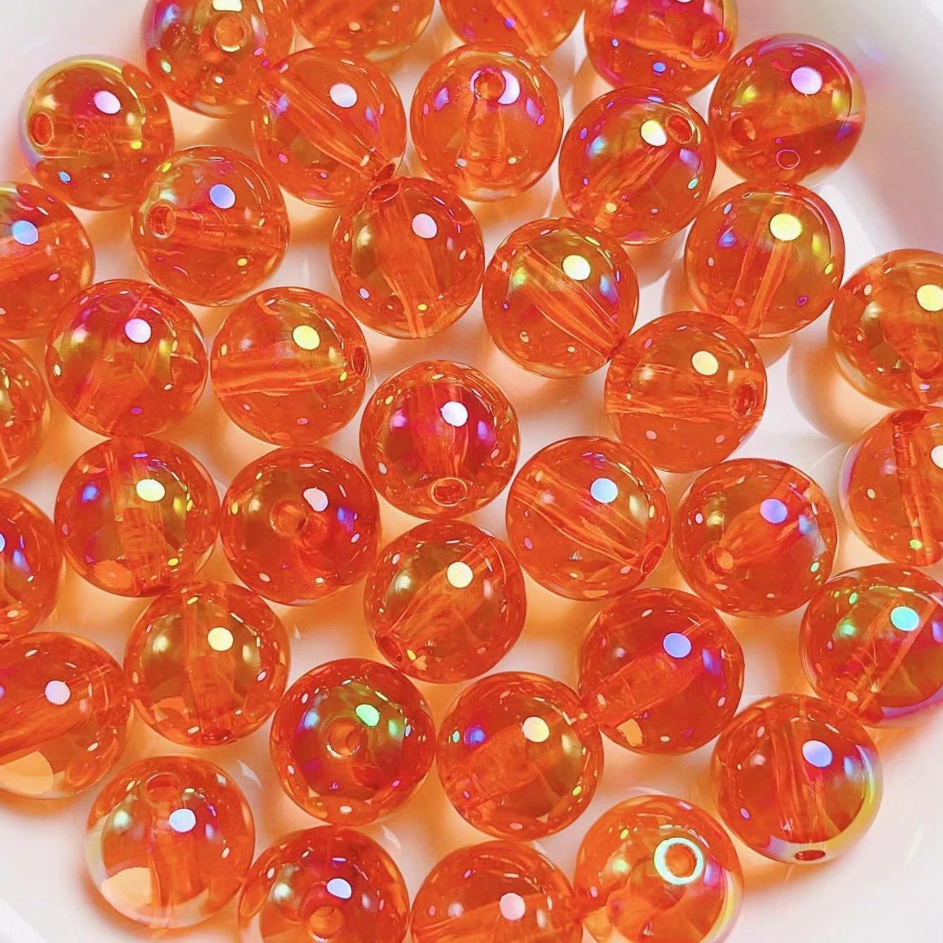 Clear Round Acrylic Beads 16mm UV Plated Rainbow Shimmer 200pcs 12