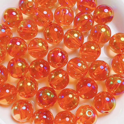 Clear Round Acrylic Beads 16mm UV Plated Rainbow Shimmer 200pcs 12