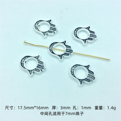 Hamsa Evil Eye Metal Beads Spiritual Silver Black Alloy 100pcs 7
