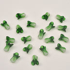 Lampwork Glass Beads 3D Bok Choy Shape Glossy Green White 20pcs 5