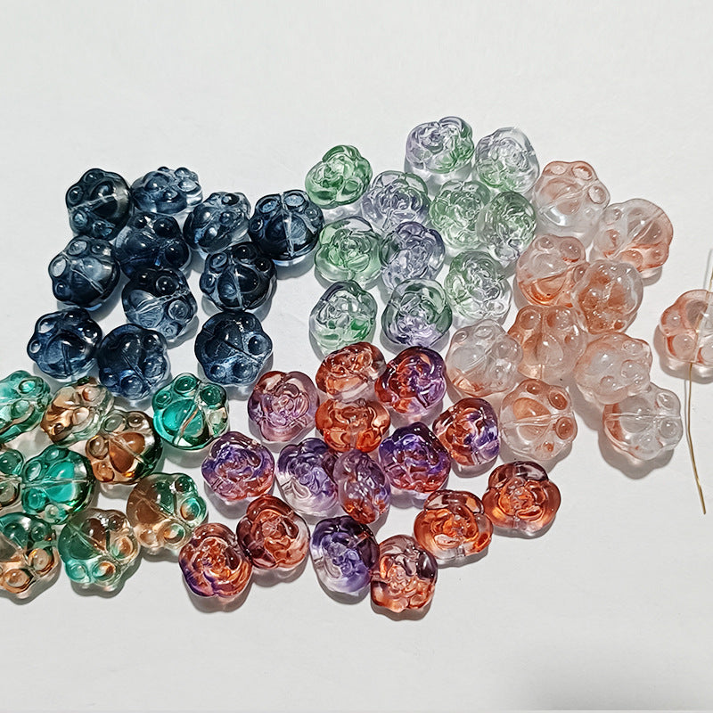 Vintage Cat Claw Glass Beads 15mm Glossy Translucent Colors 50pcs