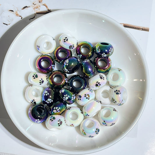 Acrylic Kitten Paw Spacer Beads 14mm Iridescent 50pcs