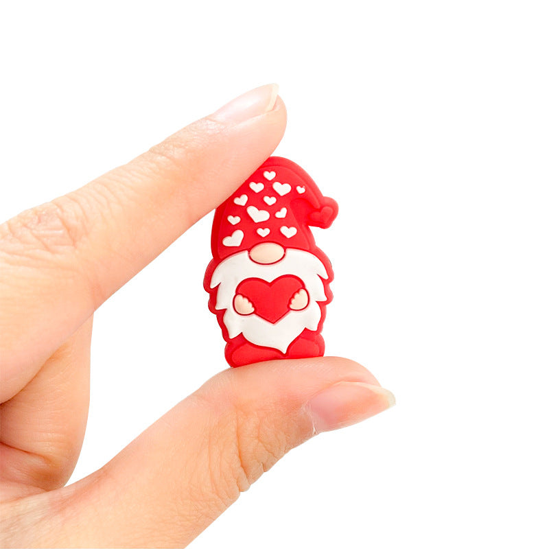 Silicone Focal Beads Santa Claus Holding Heart 20pcs 2