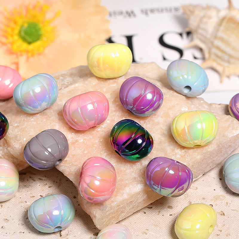 Plating Flat Pumpkin Acrylic Beads 13x17mm UV Solid Color 100pcs