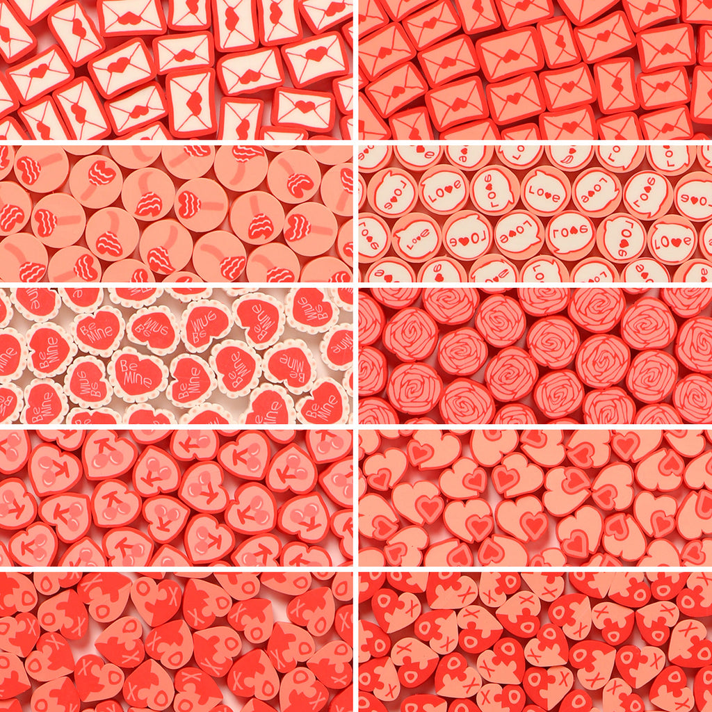 Valentine Flower Clay Beads Polymer Red Pink Mixed 100pcs