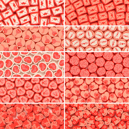 Valentine Flower Clay Beads Polymer Red Pink Mixed 100pcs