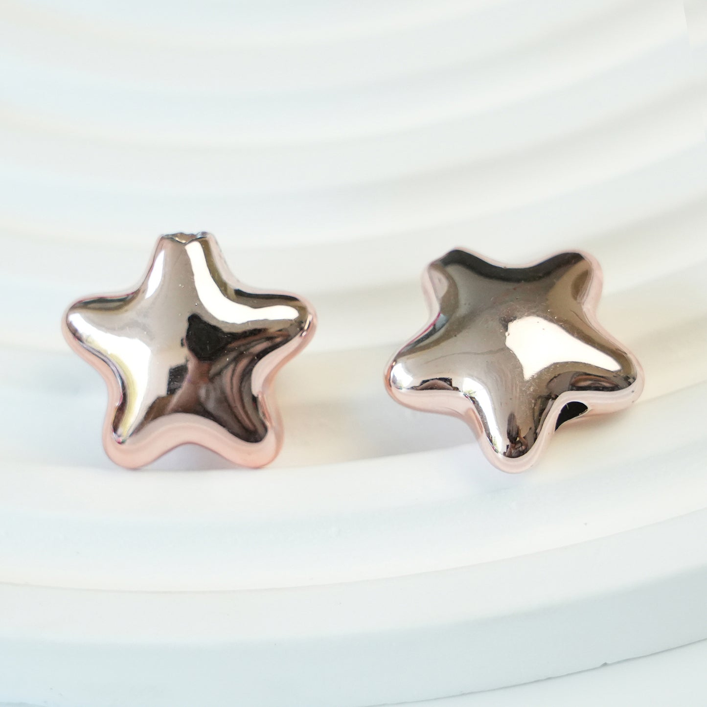 Pentagram Snowflake Acrylic Beads 14mm 21mm Metallic Plated 100pcs 11