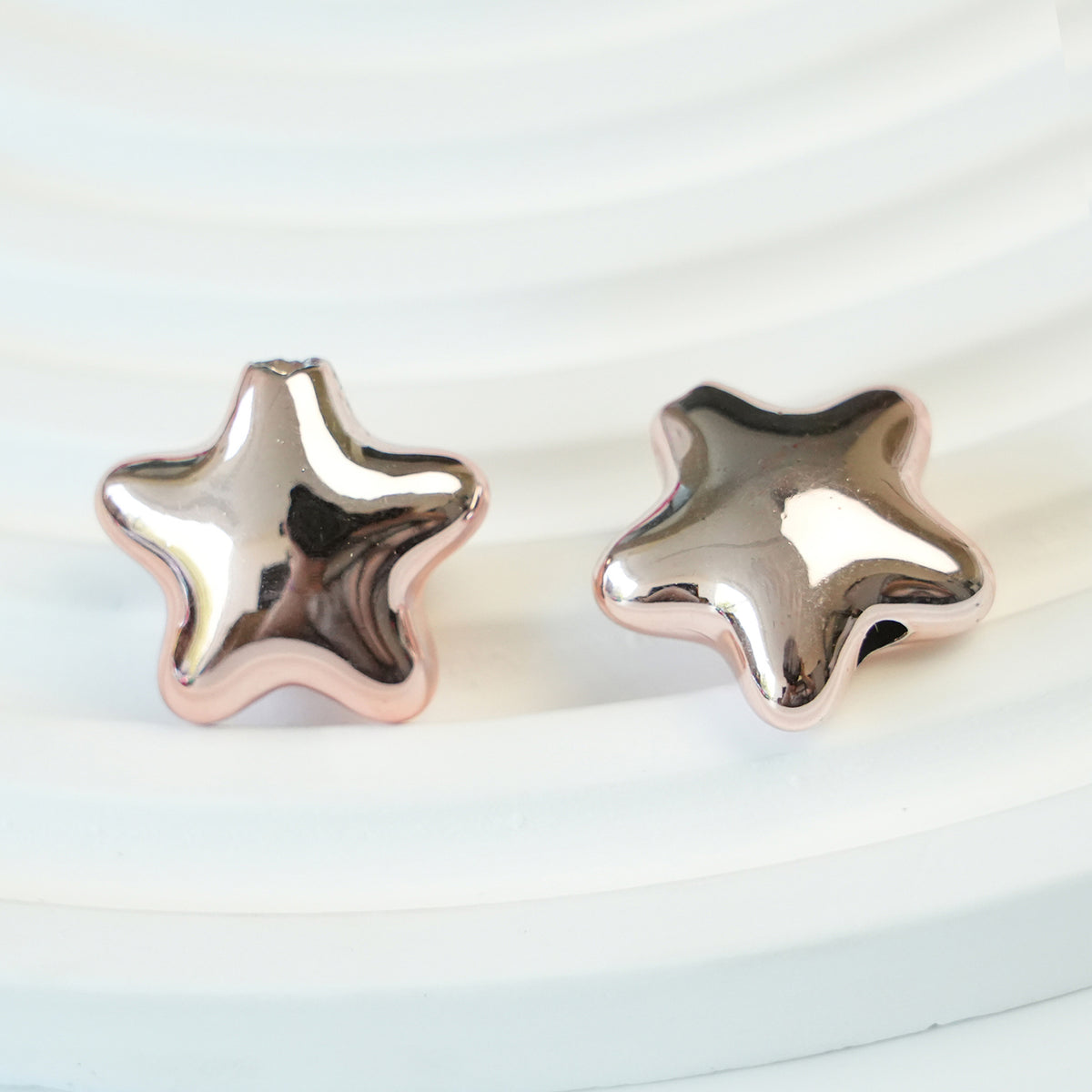 Pentagram Snowflake Acrylic Beads 14mm 21mm Metallic Plated 100pcs 11