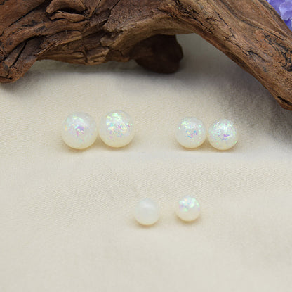 Glitter Powder Embedded Resin Beads 6-12mm Solid Colors 10pcs 10