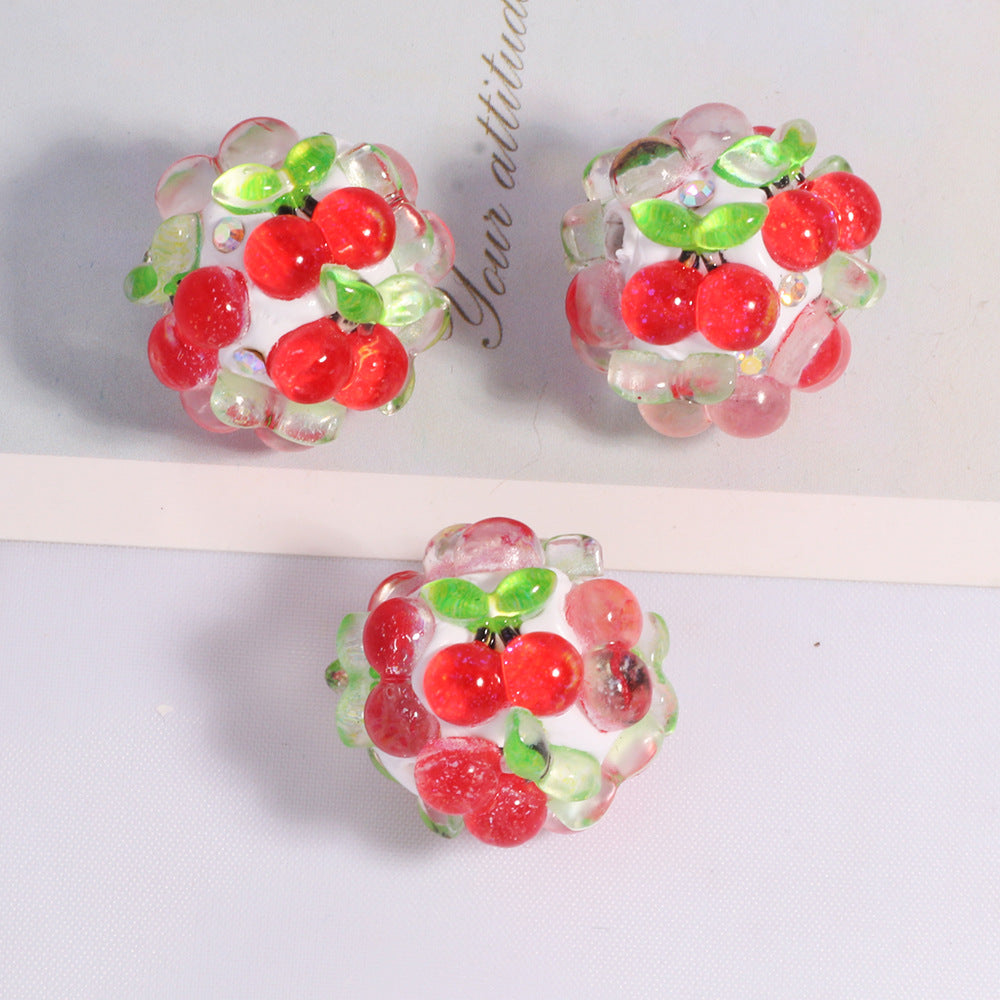 Embellished Bubblegum Beads 18mm Fruit Slice Colorful 10pcs 12
