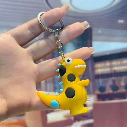 Cute Cartoon Dinosaur Keychain PVC Polka Dot Small Charm 7