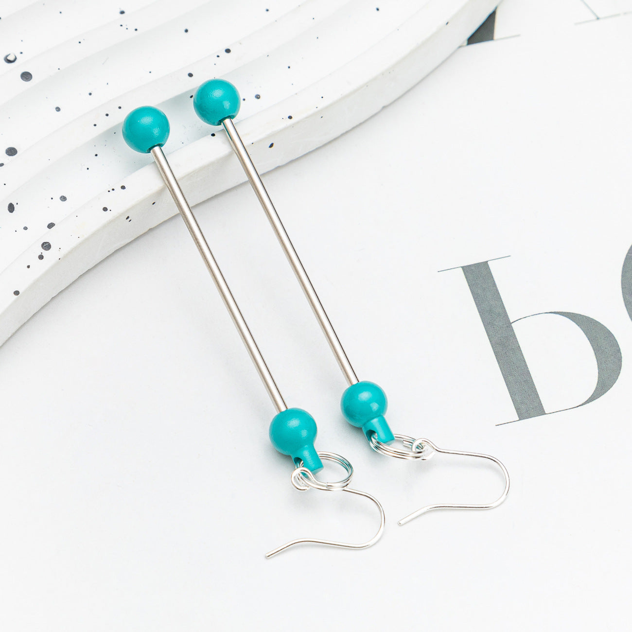 Beadable Earrings Metal Colorful Bar 7.8cm 4.4g Wholesale 19