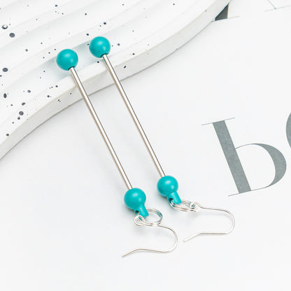Beadable Earrings Metal Colorful Bar 7.8cm 4.4g Wholesale 19