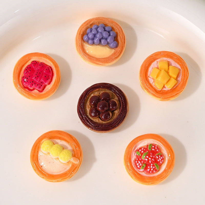 Fruit Tart Resin Beads 20mm Glossy Miniature Bakery 10pcs
