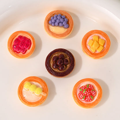 Fruit Tart Resin Beads 20mm Glossy Miniature Bakery 10pcs