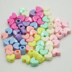 Macaron Colored Heart Acrylic Beads 12mm Large Hole Pastel 100pcs