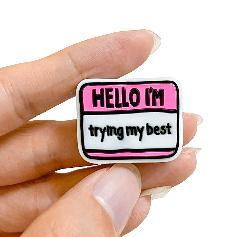 Silicone Focal Beads Motivational Hello I Trying My Best Tag 20pcs 5