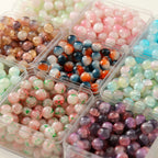 Gradient Crackle Round Glass Beads 10mm Pastel Mixed Colors 100pcs 2