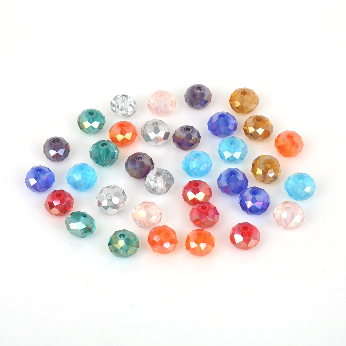 Glass Faceted Spacer Beads 8mm Iridescent Plating 27
