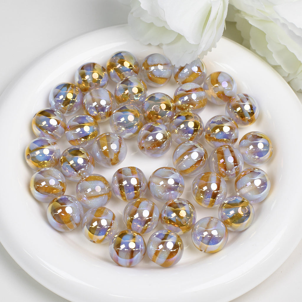 Gild Striped Resin Beads 16mm Round Multicolor 10pcs 4