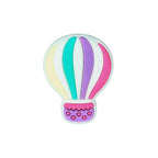 Silicone Focal Beads Hot Air Balloon Rainbow Stripes Scalloped Basket 20pcs 6