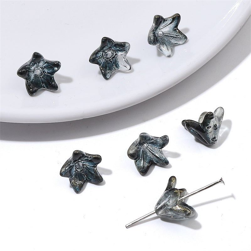 Lily Flower Glass Beads 13mm Transparent Mixed Colors 20pcs 17
