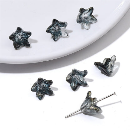 Lily Flower Glass Beads 13mm Transparent Mixed Colors 20pcs 17