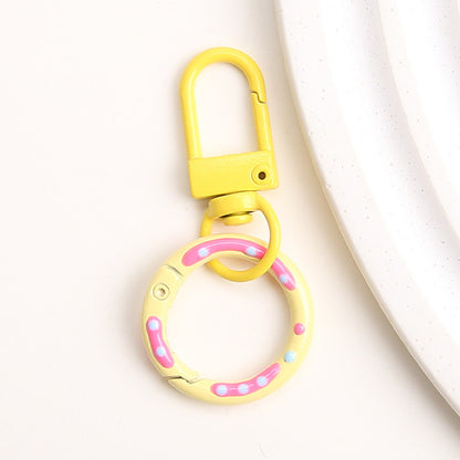 Zinc Alloy Donut Keychain Clasps Spray Painted Hand Paint 51mm 10pcs 10