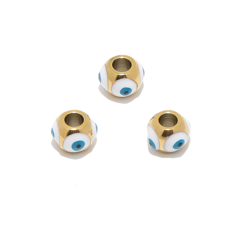 Stainless Steel Round Metal Beads 8mm Multicolor Evil Eye 10pcs 15