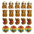 Silicone 3D Focal Beads Cartoon Animal Sloth Raised Arm Turkey Feather Fan 20pcs 2