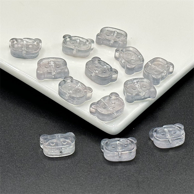 Bear Shape Transparent Glass Beads 14mm Colorful Mix 100pcs 12
