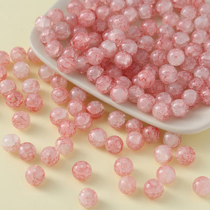 Gradient Crackle Round Glass Beads 10mm Pastel Mixed Colors 100pcs 14