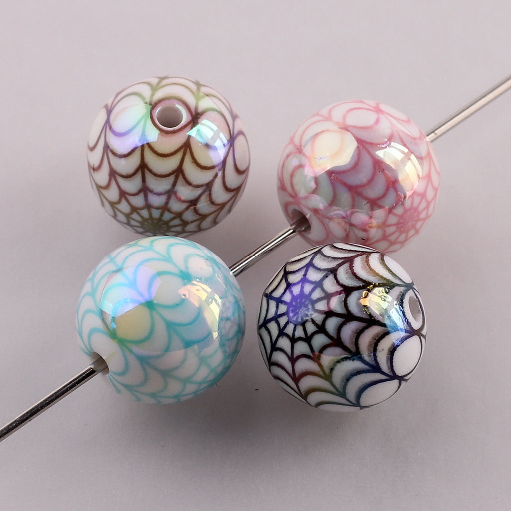 Plating Spider Web Acrylic Beads 15mm Halloween Glossy 50pcs 3