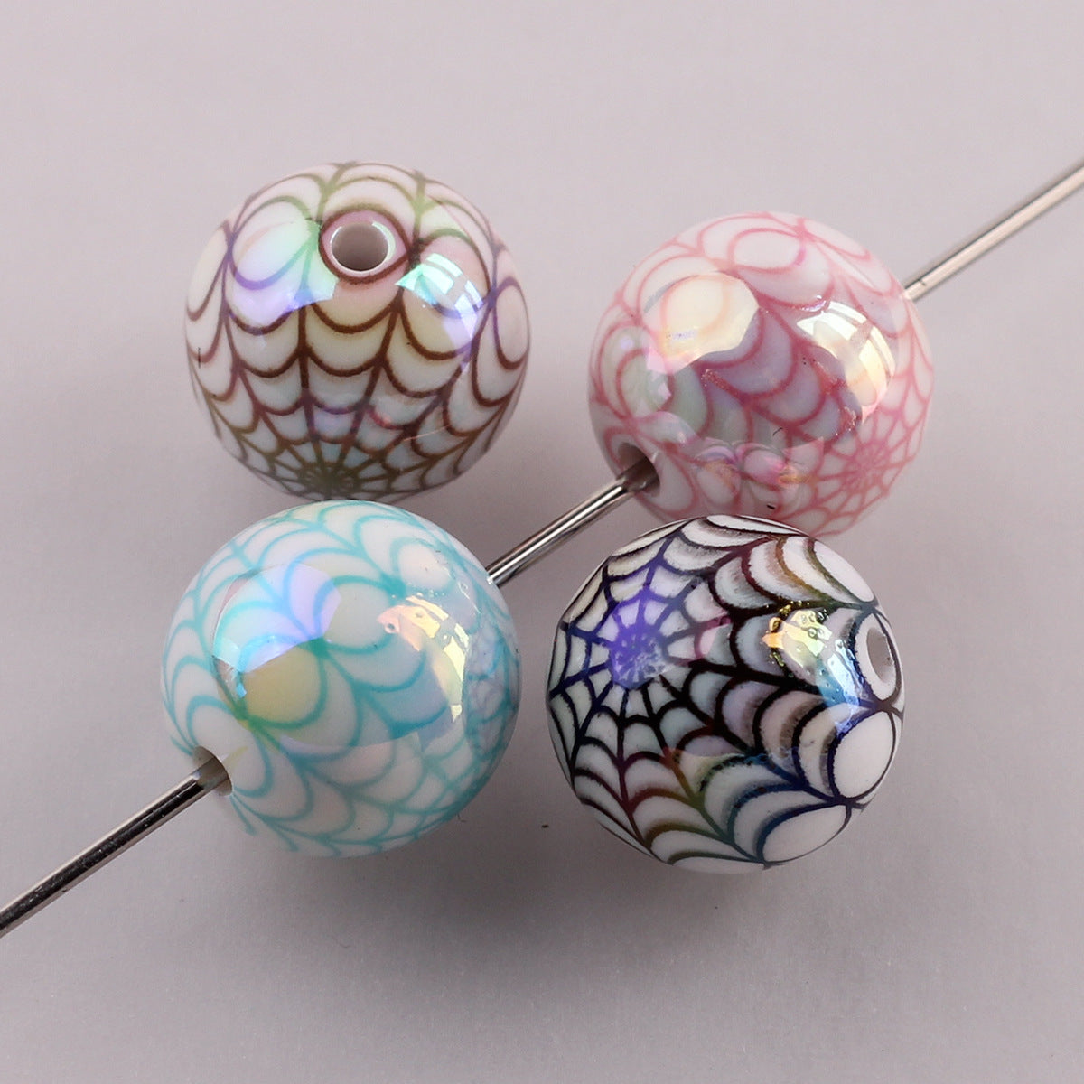Plating Spider Web Acrylic Beads 15mm Halloween Glossy 50pcs 3