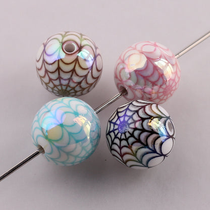 Plating Spider Web Acrylic Beads 15mm Halloween Glossy 50pcs 3