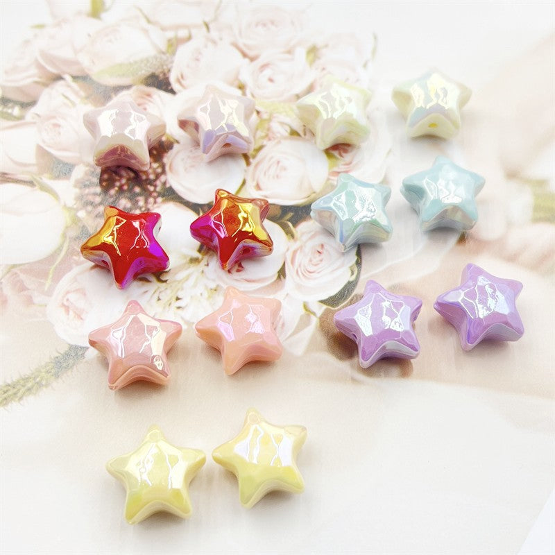 Glow Star Acrylic Beads 20mm UV Plated Cream Colors 10pcs 3