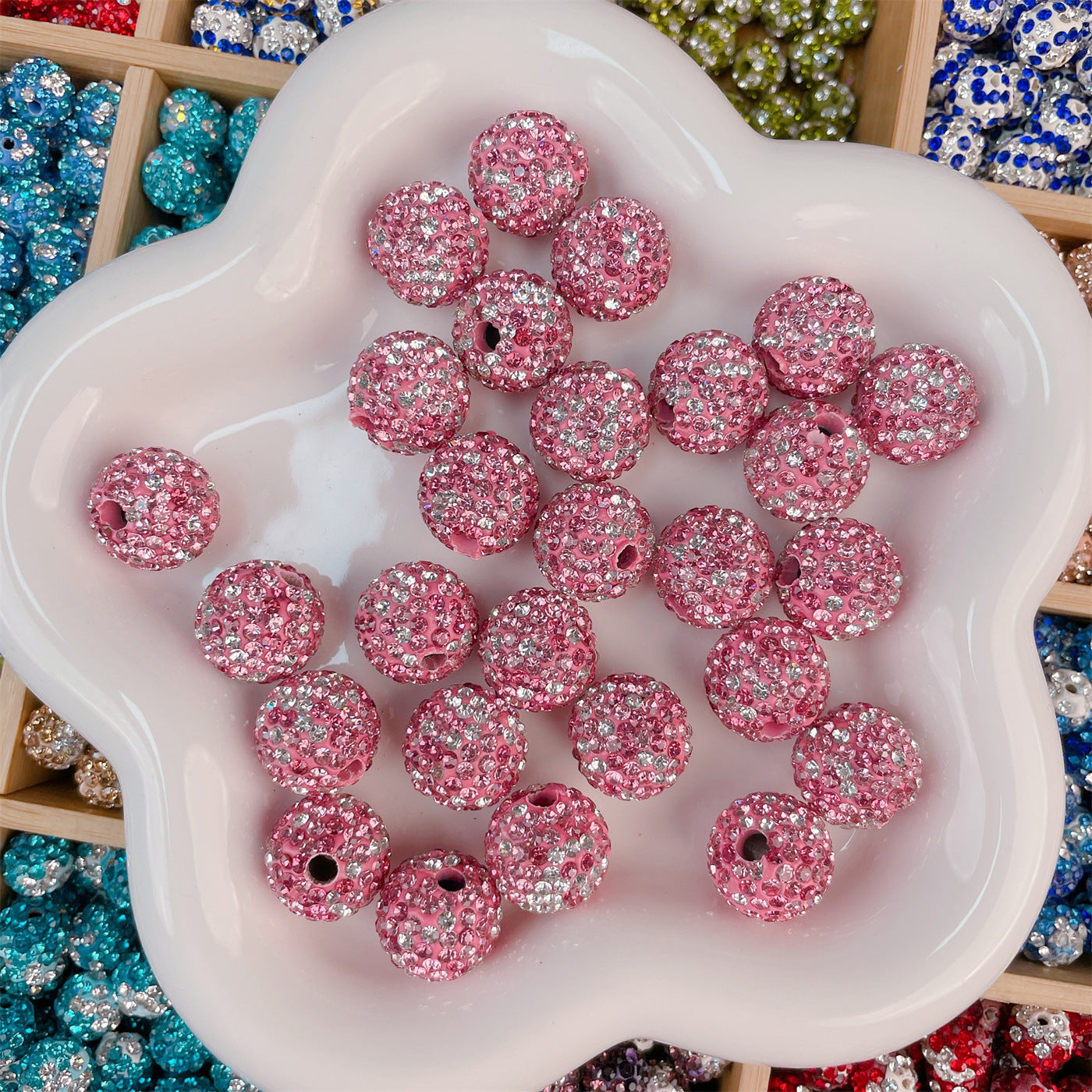 Clay Ball Rhinestone Beads 16mm Mixed Solid and AB Colors 20pcs 20