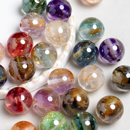 Glitter Cosmos Resin Beads 16mm Round Sparkle Mixed Colors 10pcs 6