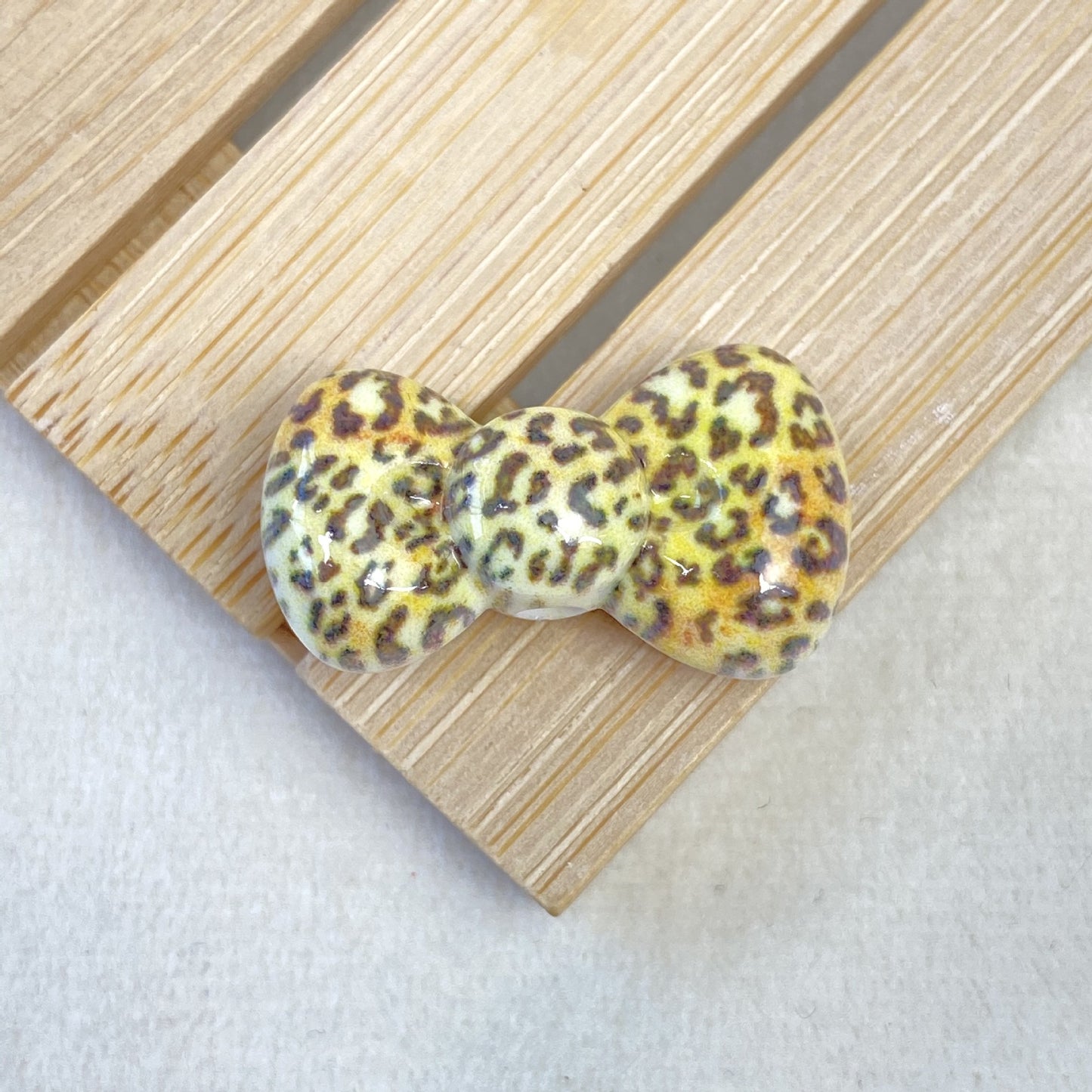 Leopard Print Bow Acrylic Beads 20mm Colorful Mixed 50pcs 9