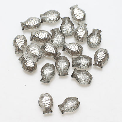 Electroplated Fish Glass Beads 10x14mm Japanese Style Perforated 30pcs 17