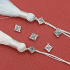 Flat Square Metal Beads 10mm Tibetan Four-Leaf Pattern 100pcs