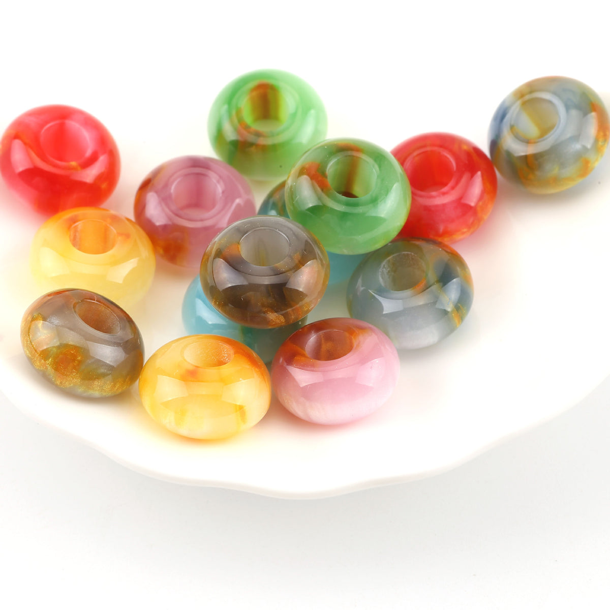 Resin Spacer Beads 14mm Antique Gild Texture 100pcs 3