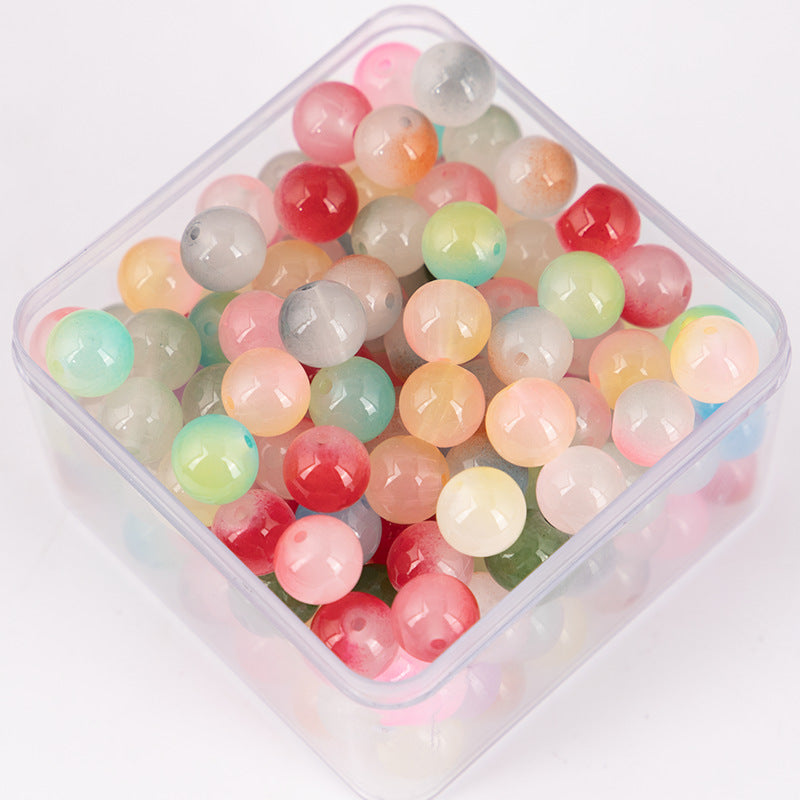 Crackle Round Glass Beads 10mm Dual Color Gradient Mix 50pcs 24