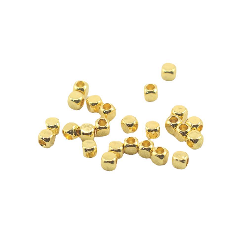 Square Metal Beads 3/4mm Gold Silver Tone Zinc Alloy 1pc 5