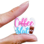 Silicone Focal Beads Coffee Coffee Slut Lettering Cup Icon 20pcs 5