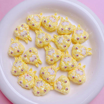 Kawaii Resin Beads 25mm Creamy Color UV Plating 5pcs 7