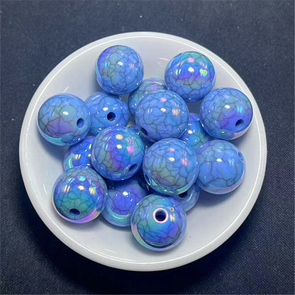 Plated Round Acrylic Beads 16mm UV Crackle Imitation 100pcs 7